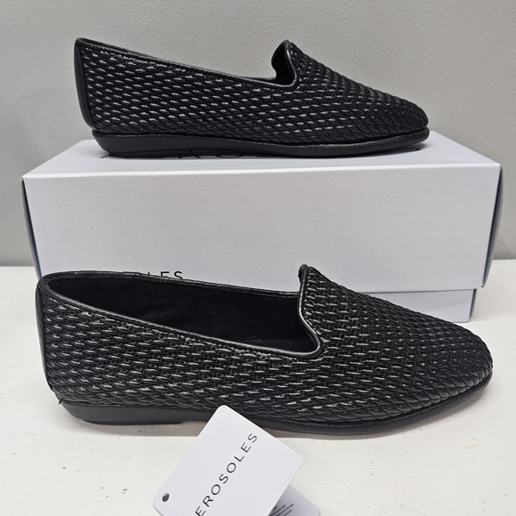 Aerosoles Womens Black Textured Loafers Betunia Size 5 NEW - Picture 2 of 6